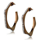IP Coffee light Stainless Steel Earrings with Top Grade Crystal  in Clear