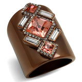 IP Coffee light Stainless Steel Ring with Top Grade Crystal  in Rose