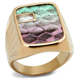 IP Rose Gold(Ion Plating) Stainless Steel Ring with Leather  in Multi Color