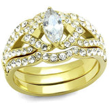 IP Gold(Ion Plating) Stainless Steel Ring with AAA Grade CZ  in Clear