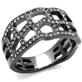 IP Light Black  (IP Gun) Stainless Steel Ring with Top Grade Crystal  in Black Diamond