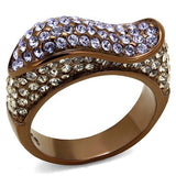 IP Coffee light Stainless Steel Ring with Top Grade Crystal  in Multi Color