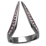 IP Light Black  (IP Gun) Stainless Steel Ring with Top Grade Crystal  in Light Amethyst