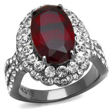 IP Light Black  (IP Gun) Stainless Steel Ring with Synthetic Synthetic Glass in Siam