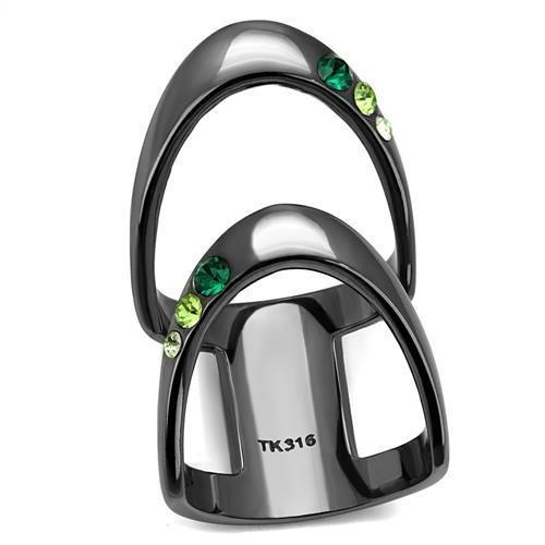 IP Light Black  (IP Gun) Stainless Steel Ring with Top Grade Crystal  in Multi Color
