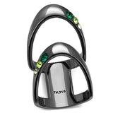 IP Light Black  (IP Gun) Stainless Steel Ring with Top Grade Crystal  in Multi Color