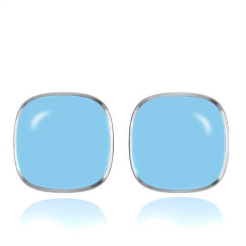 High polished (no plating) Stainless Steel Earrings with Epoxy  in No Stone