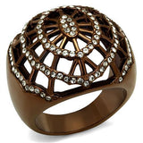 IP Coffee light Stainless Steel Ring with Top Grade Crystal  in Clear