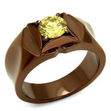 IP Coffee light Stainless Steel Ring with AAA Grade CZ  in Topaz