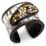 IP Dark Brown (IP coffee) Stainless Steel Ring with Top Grade Crystal  in Multi Color