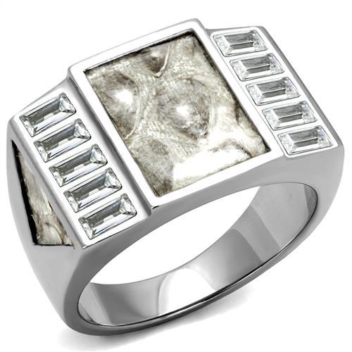 No Plating Stainless Steel Ring with AAA Grade CZ  in Clear