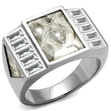 No Plating Stainless Steel Ring with AAA Grade CZ  in Clear