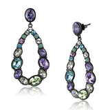 IP Light Black  (IP Gun) Stainless Steel Earrings with AAA Grade CZ  in Multi Color