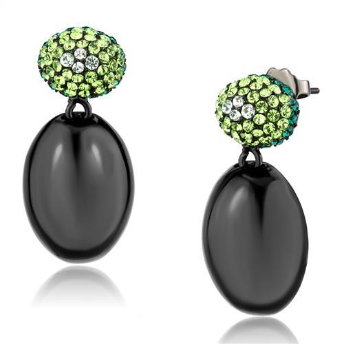 IP Black(Ion Plating) Stainless Steel Earrings with Top Grade Crystal  in Multi Color