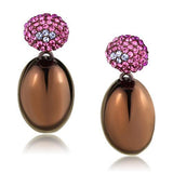 IP Coffee light Stainless Steel Earrings with Top Grade Crystal  in Multi Color