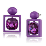 No Plating Stainless Steel Earrings with Top Grade Crystal  in Fuchsia