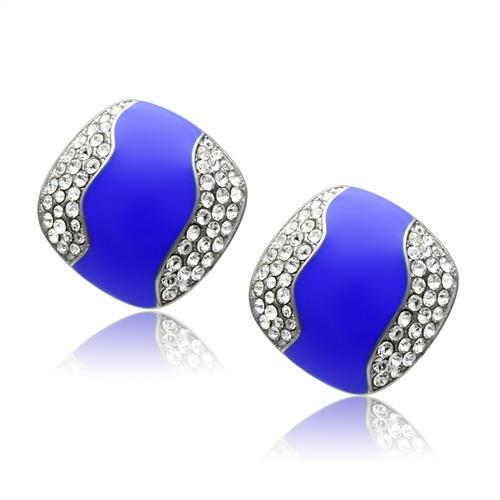 High polished (no plating) Stainless Steel Earrings with Top Grade Crystal  in Clear