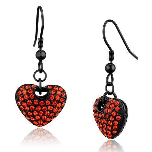 IP Black(Ion Plating) Stainless Steel Earrings with Top Grade Crystal  in Orange