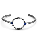 IP Light Black  (IP Gun) Stainless Steel Bangle with Top Grade Crystal  in Capri Blue