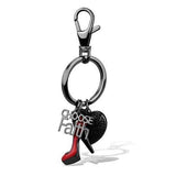 IP Light Black  (IP Gun) Stainless Steel Key Ring with Top Grade Crystal  in Jet