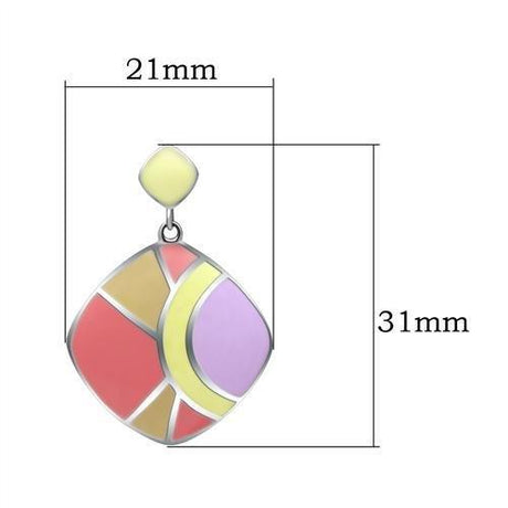 High polished (no plating) Stainless Steel Earrings with Epoxy  in No Stone