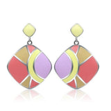 High polished (no plating) Stainless Steel Earrings with Epoxy  in No Stone