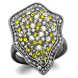 IP Light Black  (IP Gun) Stainless Steel Ring with Top Grade Crystal  in Multi Color