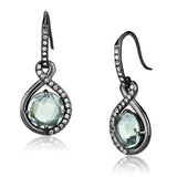 IP Light Black  (IP Gun) Stainless Steel Earrings with Semi-Precious Amethyst Crystal in Emerald