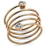 IP Rose Gold(Ion Plating) Stainless Steel Ring with AAA Grade CZ  in Clear