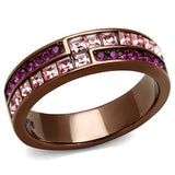 IP Coffee light Stainless Steel Ring with Top Grade Crystal  in Multi Color