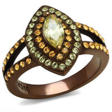 IP Coffee light Stainless Steel Ring with AAA Grade CZ  in Citrine Yellow