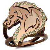 IP Coffee light Stainless Steel Ring with Top Grade Crystal  in Citrine Yellow