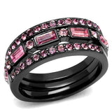 IP Light Black  (IP Gun) Stainless Steel Ring with Top Grade Crystal  in Multi Color