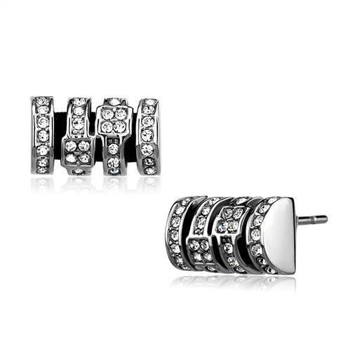 High polished (no plating) Stainless Steel Earrings with Top Grade Crystal  in Clear