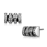 High polished (no plating) Stainless Steel Earrings with Top Grade Crystal  in Clear