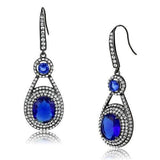 IP Light Black  (IP Gun) Stainless Steel Earrings with Synthetic Synthetic Glass in Sapphire