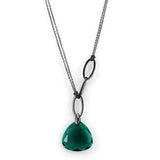 IP Light Black  (IP Gun) Stainless Steel Necklace with Synthetic Synthetic Glass in Blue Zircon
