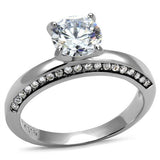 High polished (no plating) Stainless Steel Ring with AAA Grade CZ  in Clear