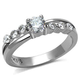 High polished (no plating) Stainless Steel Ring with AAA Grade CZ  in Clear