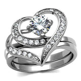 High polished (no plating) Stainless Steel Ring with AAA Grade CZ  in Clear