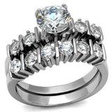 High polished (no plating) Stainless Steel Ring with AAA Grade CZ  in Clear
