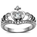 High polished (no plating) Stainless Steel Ring with AAA Grade CZ  in Clear