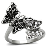 High polished (no plating) Stainless Steel Ring with AAA Grade CZ  in Clear