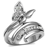 High polished (no plating) Stainless Steel Ring with AAA Grade CZ  in Clear