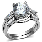 High polished (no plating) Stainless Steel Ring with AAA Grade CZ  in Clear