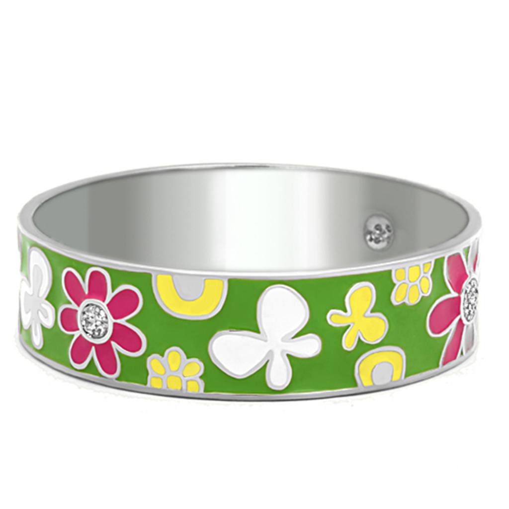 High polished (no plating) Stainless Steel Bangle with Epoxy  in Multi Color