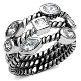 High polished (no plating) Stainless Steel Ring with AAA Grade CZ  in Clear