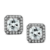 High polished (no plating) Stainless Steel Earrings with AAA Grade CZ  in Clear