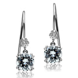 High polished (no plating) Stainless Steel Earrings with AAA Grade CZ  in Clear