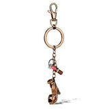 Two Tone IP Light Brown (IP Light coffee) Stainless Steel Key Ring with AAA Grade CZ  in Clear